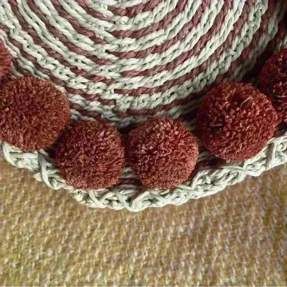 NWT Fossil Faye Baked Clay Round Straw Boho Crossbody